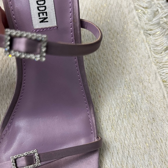 Steve Madden Aislinn Heeled Sandal Size 7 Purple Satin Rhinestone Detail Formal - Picture 8 of 13